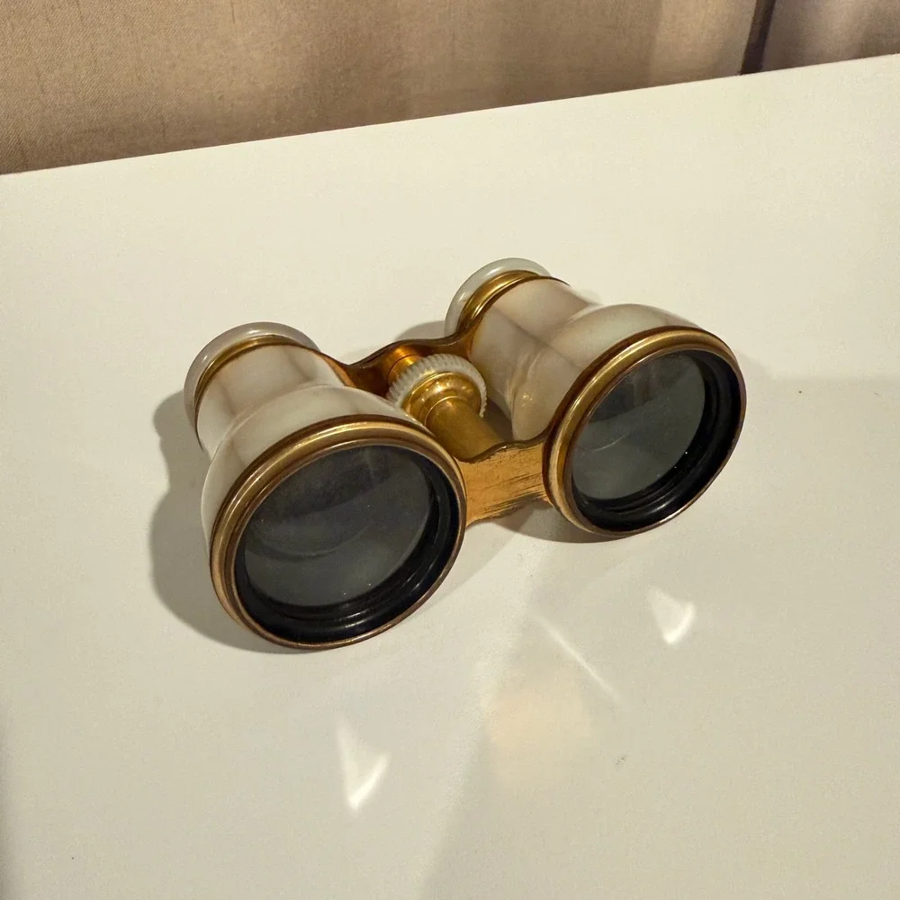 Antique Lemaire Fabricant Paris Mother of Pearl Brass Opera Glasses Binoculars